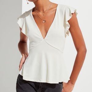 Urban Outfitters Babydoll Flutter Sleeve Top
